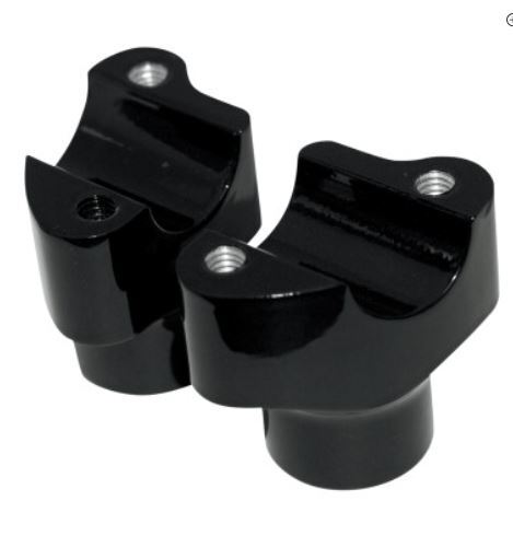 Drag Specialties 0602-0350 1-1/2" Tall Risers w/1-1/4" Thick Base Gloss Black for 1" Handlebar Universal Use