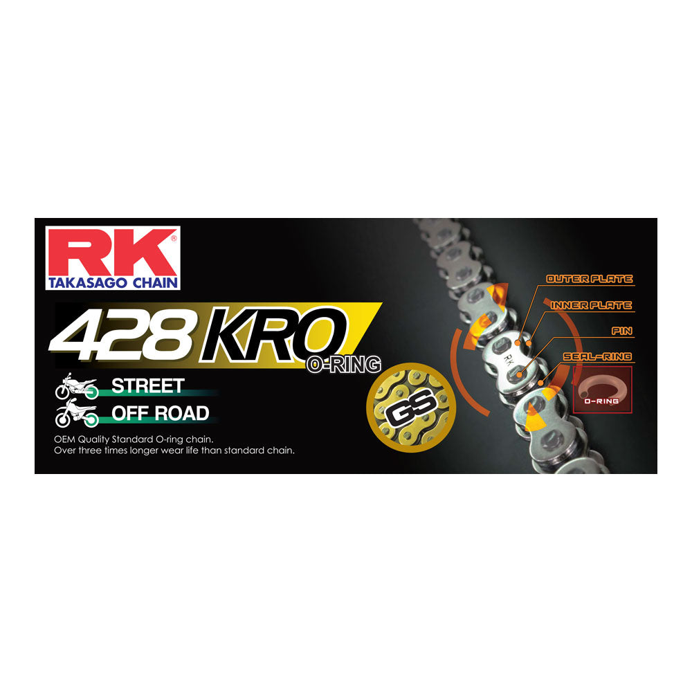 RK Takasago Chain 12-485-136GD KRO Series O-Ring Chain GS428KRO 136 Link Gold