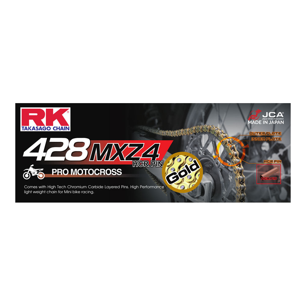 RK Takasago Chain 12-48M-126GD MXZ Series Heavy Duty Chain GB428MXZ 126 Link Gold