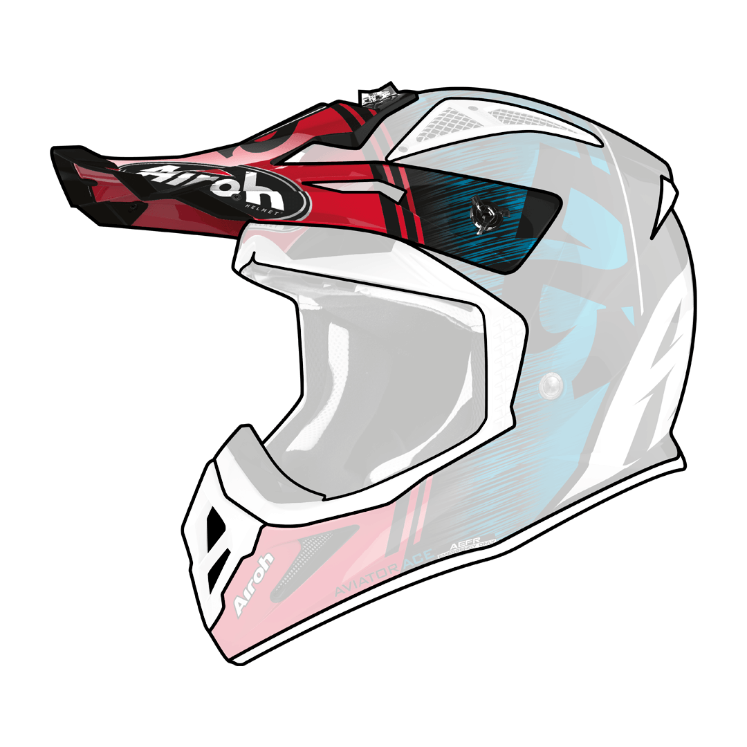 Airoh Replacement Peak for Aviator Ace Kybon Blue/Red Helmets