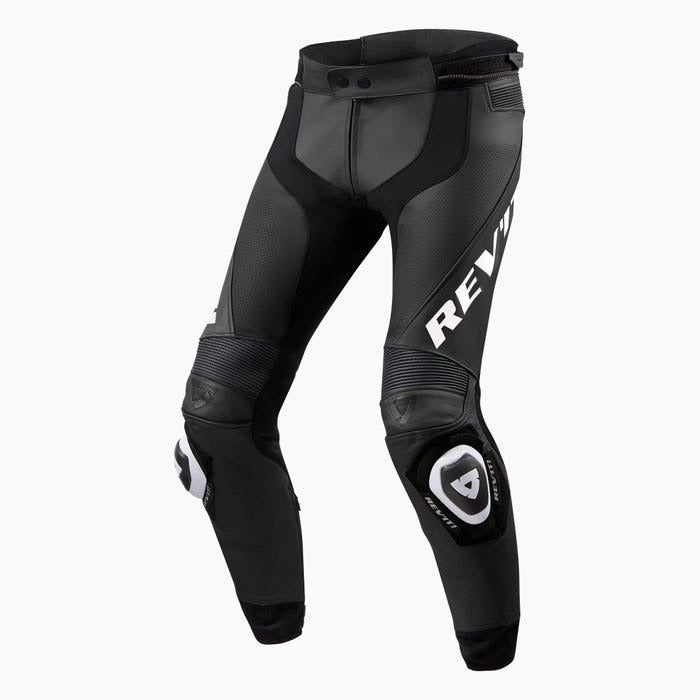 REV'IT! Apex Black/White Long Leg Leather Pants