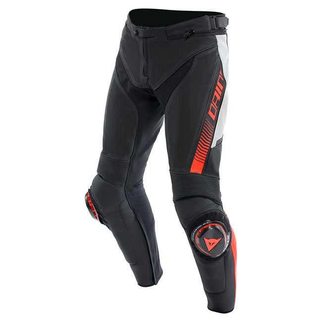 Dainese Super Speed Black/White/Fluro Red Perforated Leather Pants