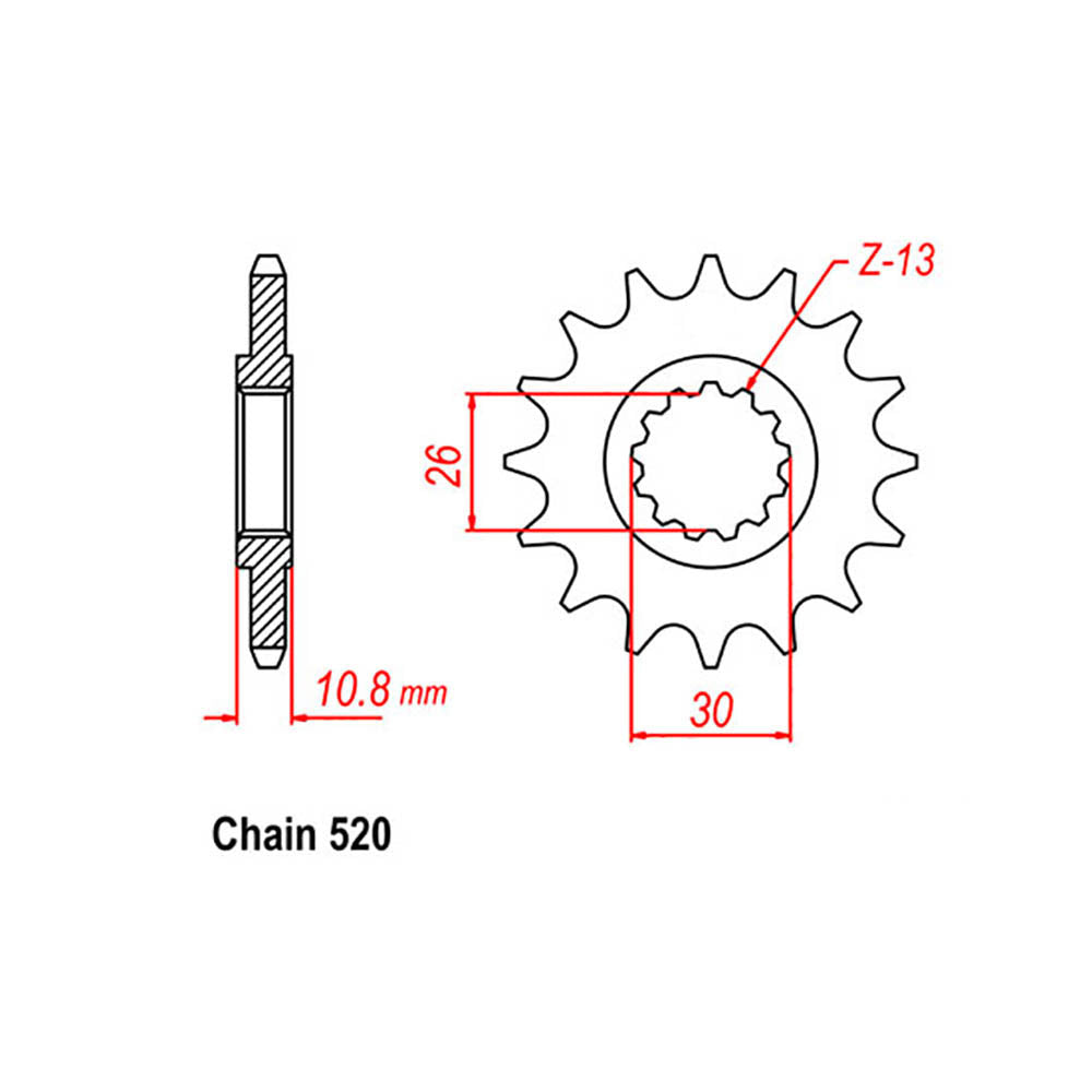 JT Sprockets 31-YC2-16 16 Teeth Front Steel Sprocket for 520 Pitch Chain