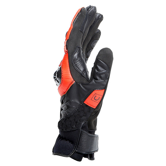 Dainese Carbon 4 Short Black/Fluro Red Leather Gloves