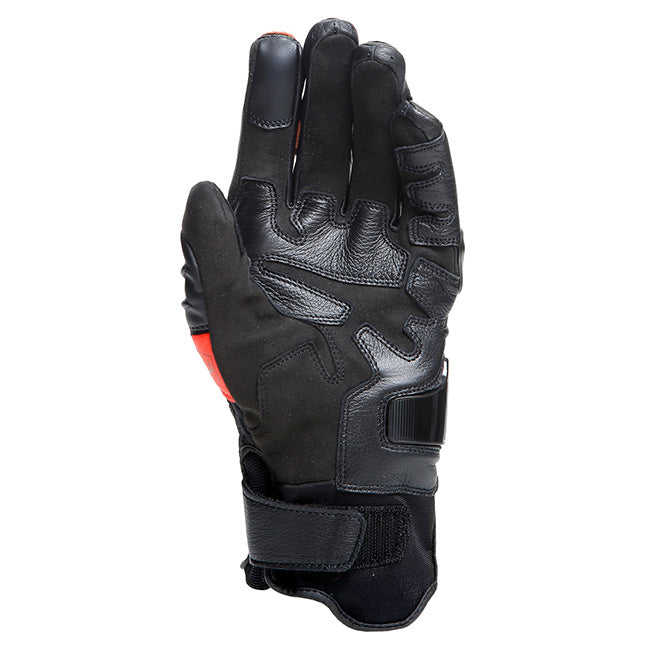 Dainese Carbon 4 Short Black/Fluro Red Leather Gloves