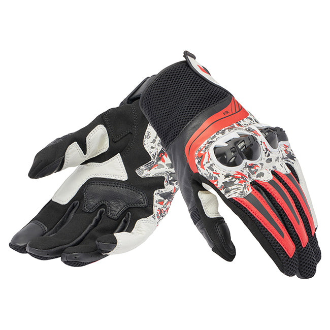 Dainese Mig 3 Unisex Black/Red Spray/White Leather Gloves