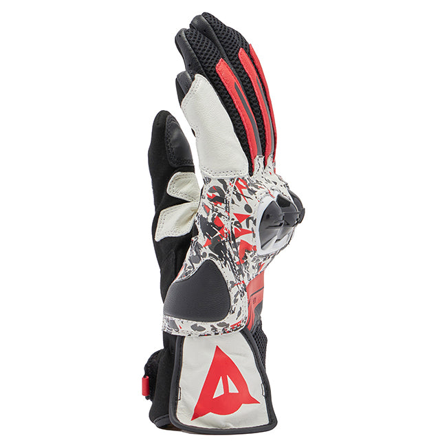 Dainese Mig 3 Unisex Black/Red Spray/White Leather Gloves