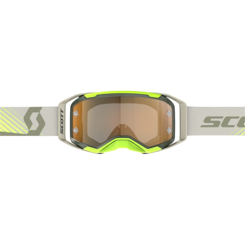 Scott Prospect 2.0 AMP Chrome Khaki Green/Neon Yellow Goggles w/Gold Chrome Works Lens