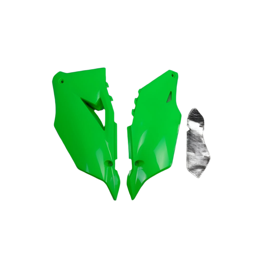 UFO Side Panels Green for Kawasaki KX 250 F/KX 250 X 21-24/KX 450 X/KX 450 XC 21-23/KX 300 2024/KX 450 F 19-23