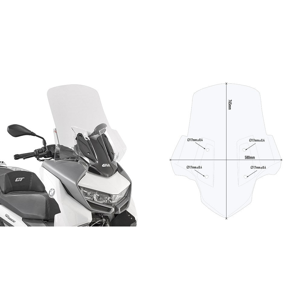 Givi 5132DT Clear Windshield 74 x 58cm for BMW C 400 GT 19-24