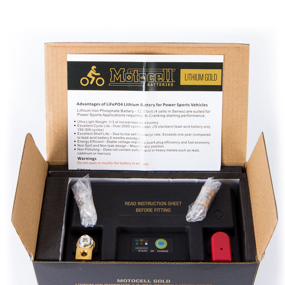 Motocell LIFEPO4 Series MLG18L 12.8V 60WH Lithium Gold Battery