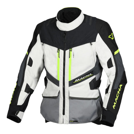 Macna Domane Light Grey/Fluro Yellow Textile Jacket - EasyR