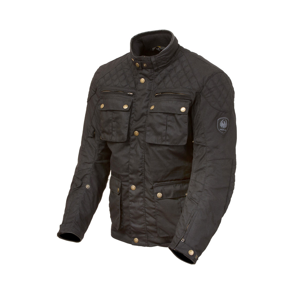Merlin Edale D3O Black Wax Cotton Jacket - EasyR