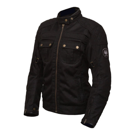 Merlin Shenstone Air D3O Black Womens Wax Cotton Jacket - EasyR