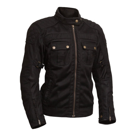 Merlin Shenstone Air D3O Black Womens Wax Cotton Jacket - EasyR