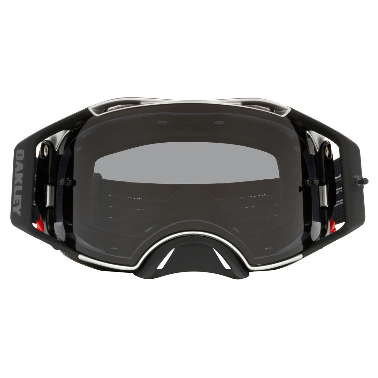 Oakley Airbrake MX Goggles w/Tuff Blocks Black Gunmetal Strap & Dark Grey Lenses