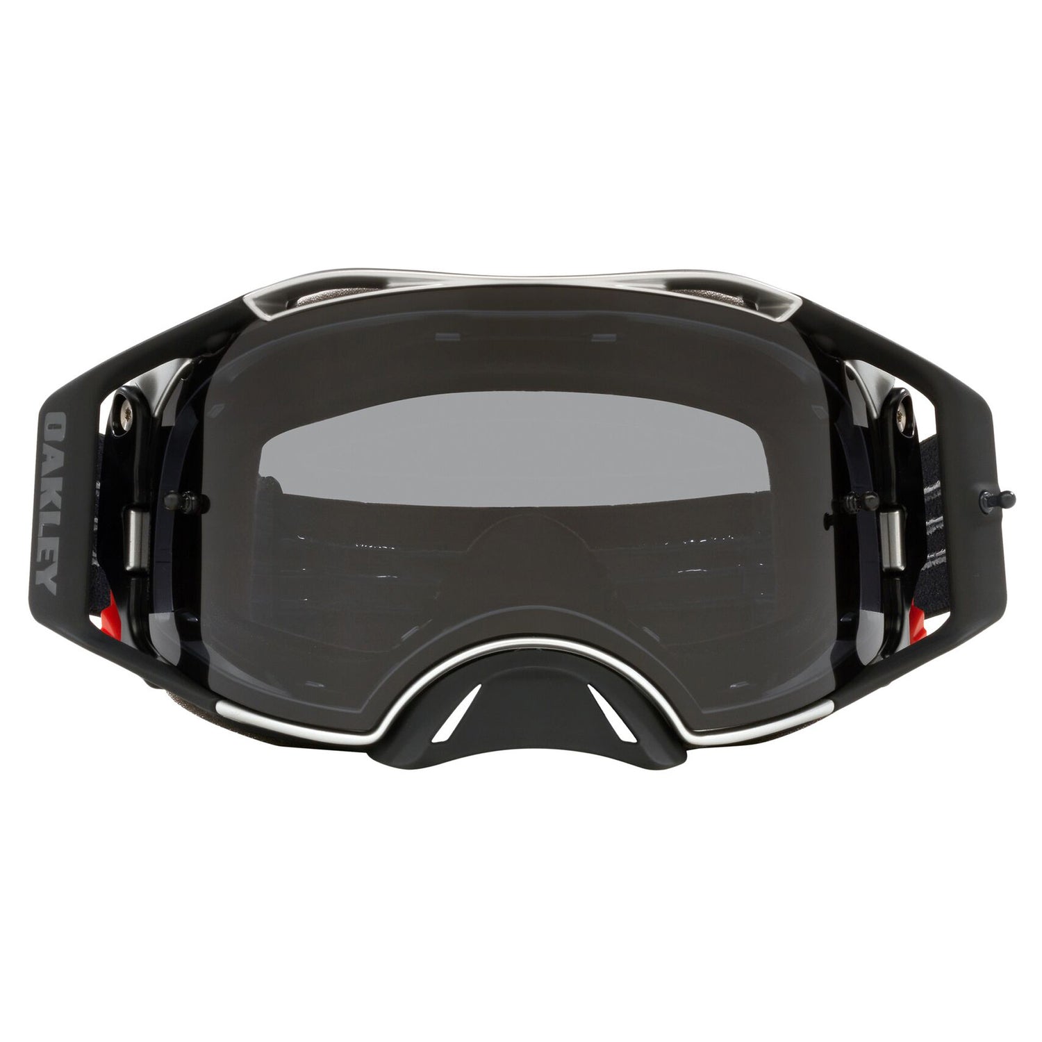 Oakley Airbrake MX Goggles w/Tuff Blocks Black Gunmetal Strap & Dark Grey Lenses