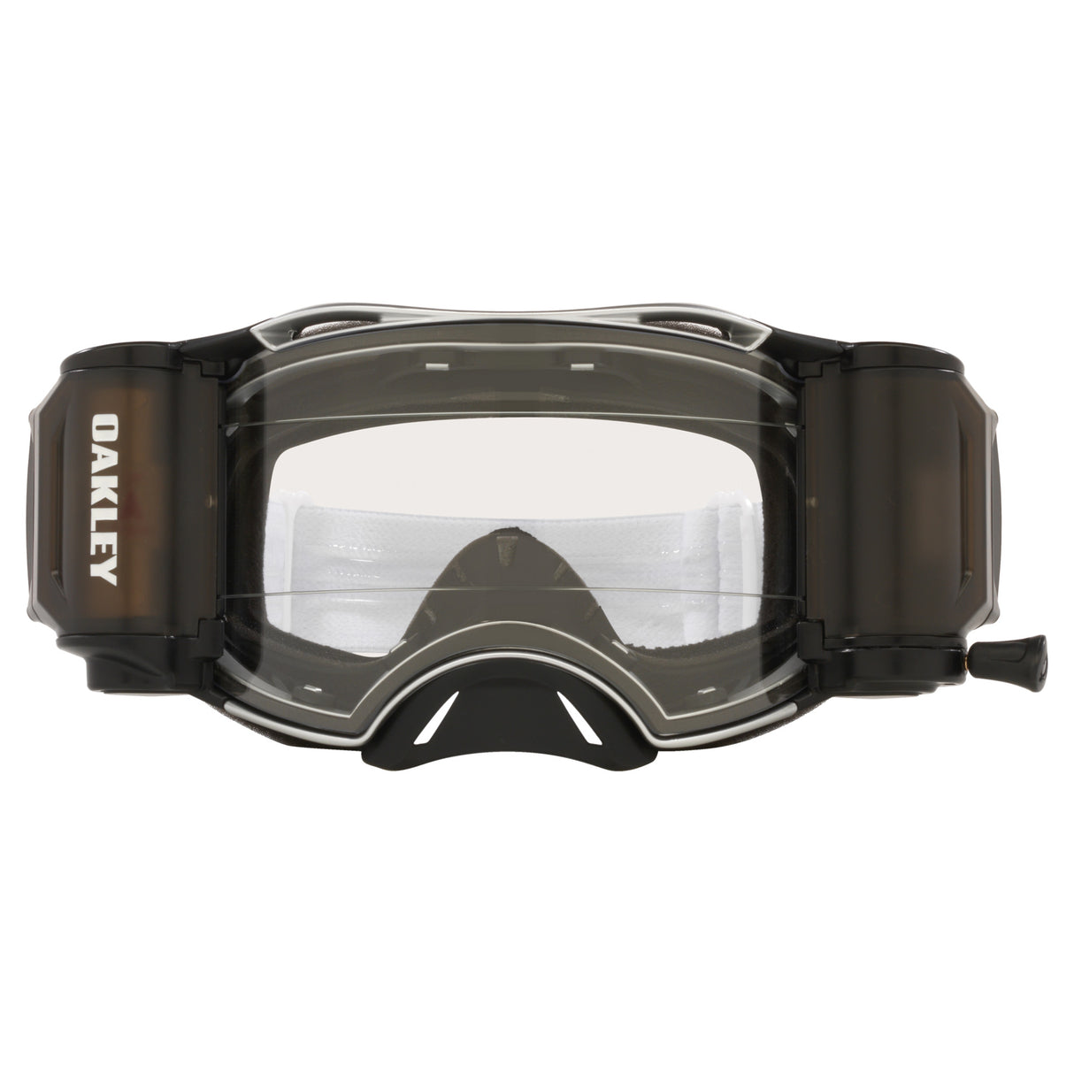 Oakley Airbrake MX Goggles w/Tuff Blocks White Strap & Race Ready Clear Roll-Off Lenses