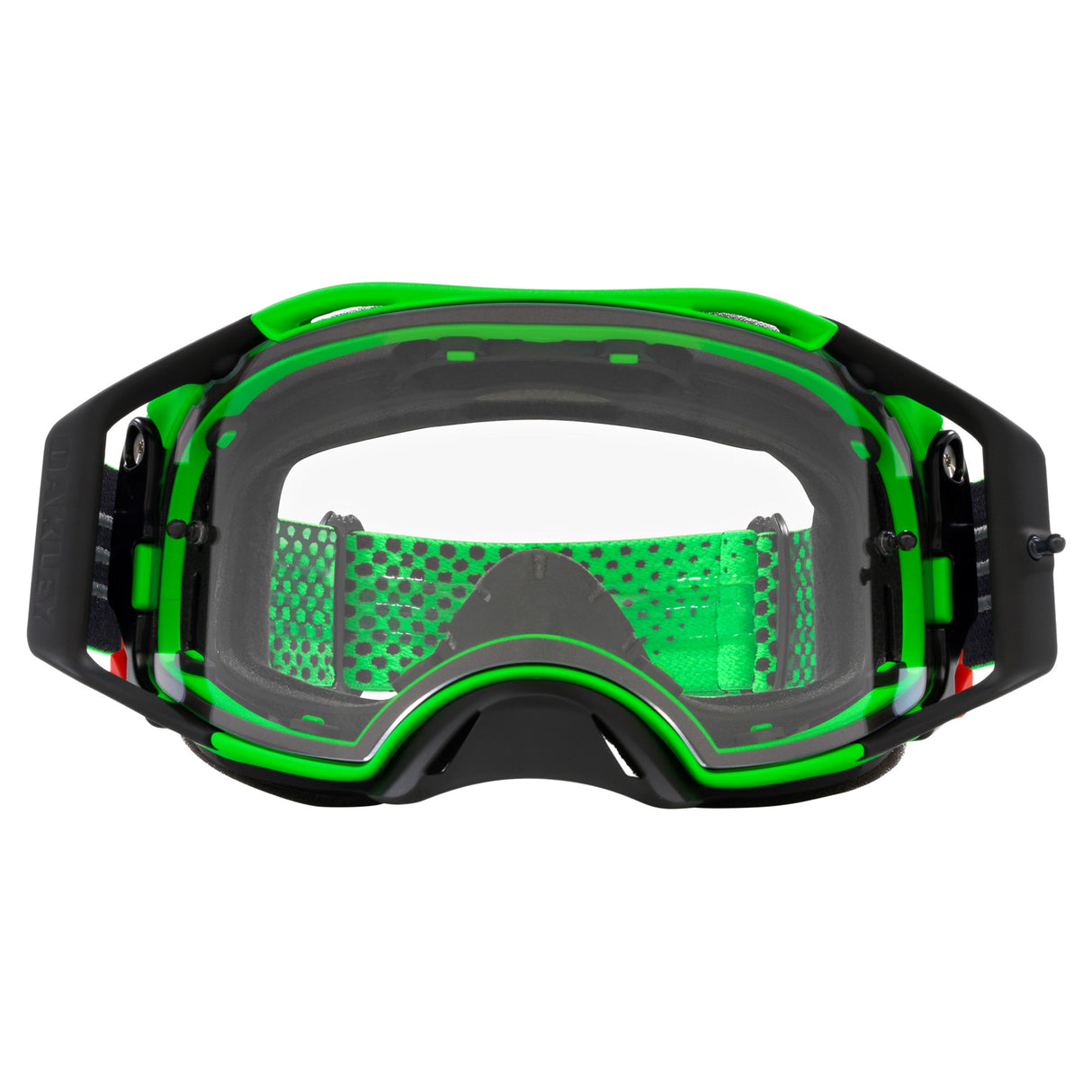 Oakley Airbrake MX Goggles w/Moto Green B1B Strap & Clear Lenses