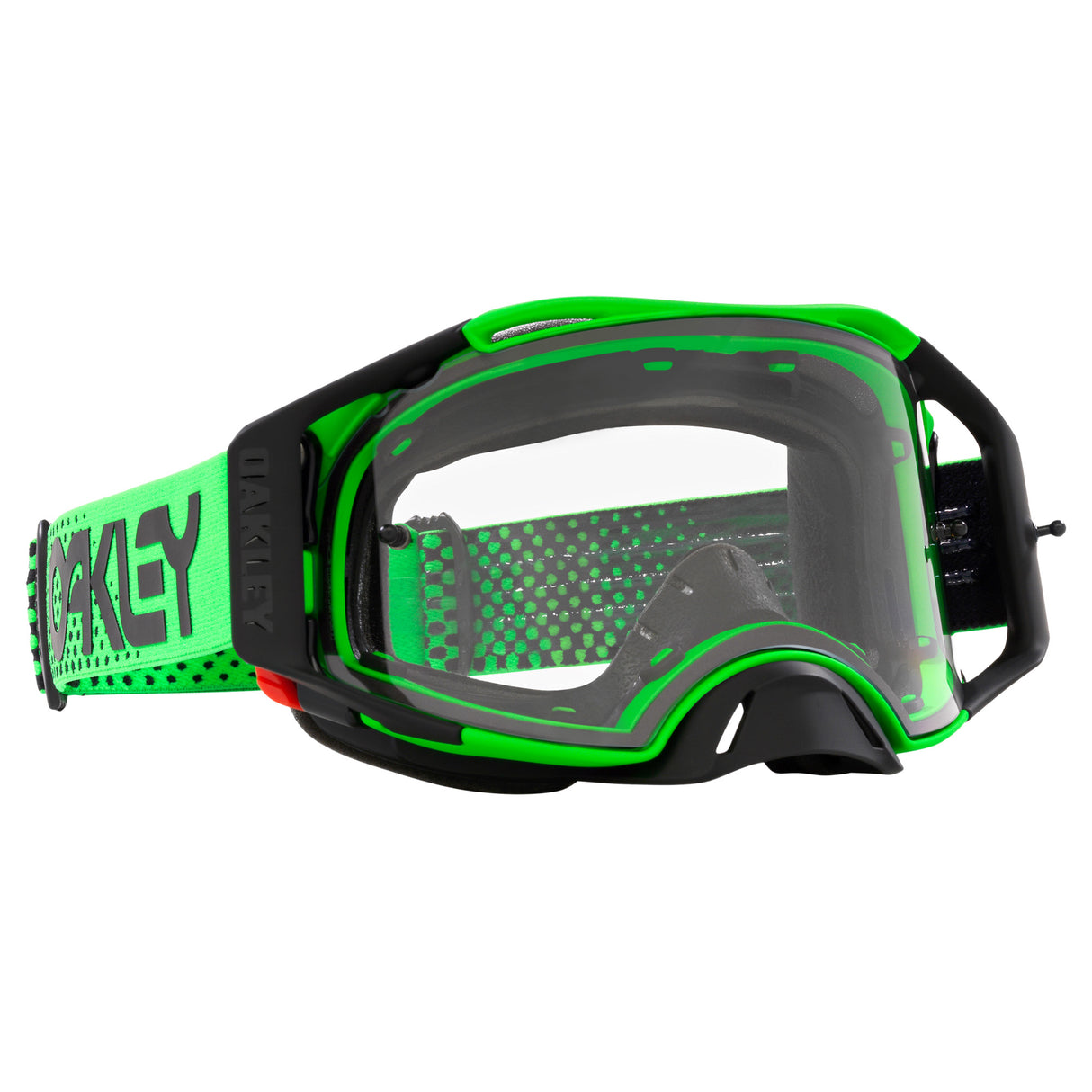 Oakley Airbrake MX Goggles w/Moto Green B1B Strap & Clear Lenses