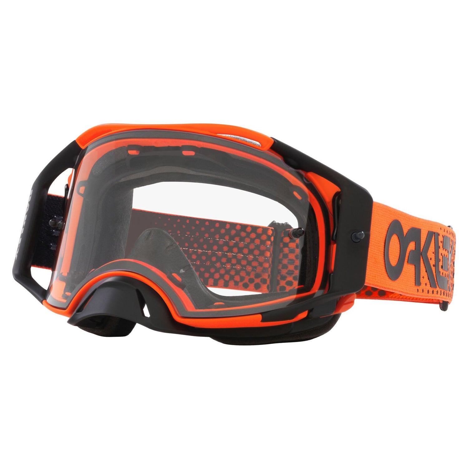 Oakley Airbrake MX Goggles w/Moto Orange B1B Strap & Clear Lenses