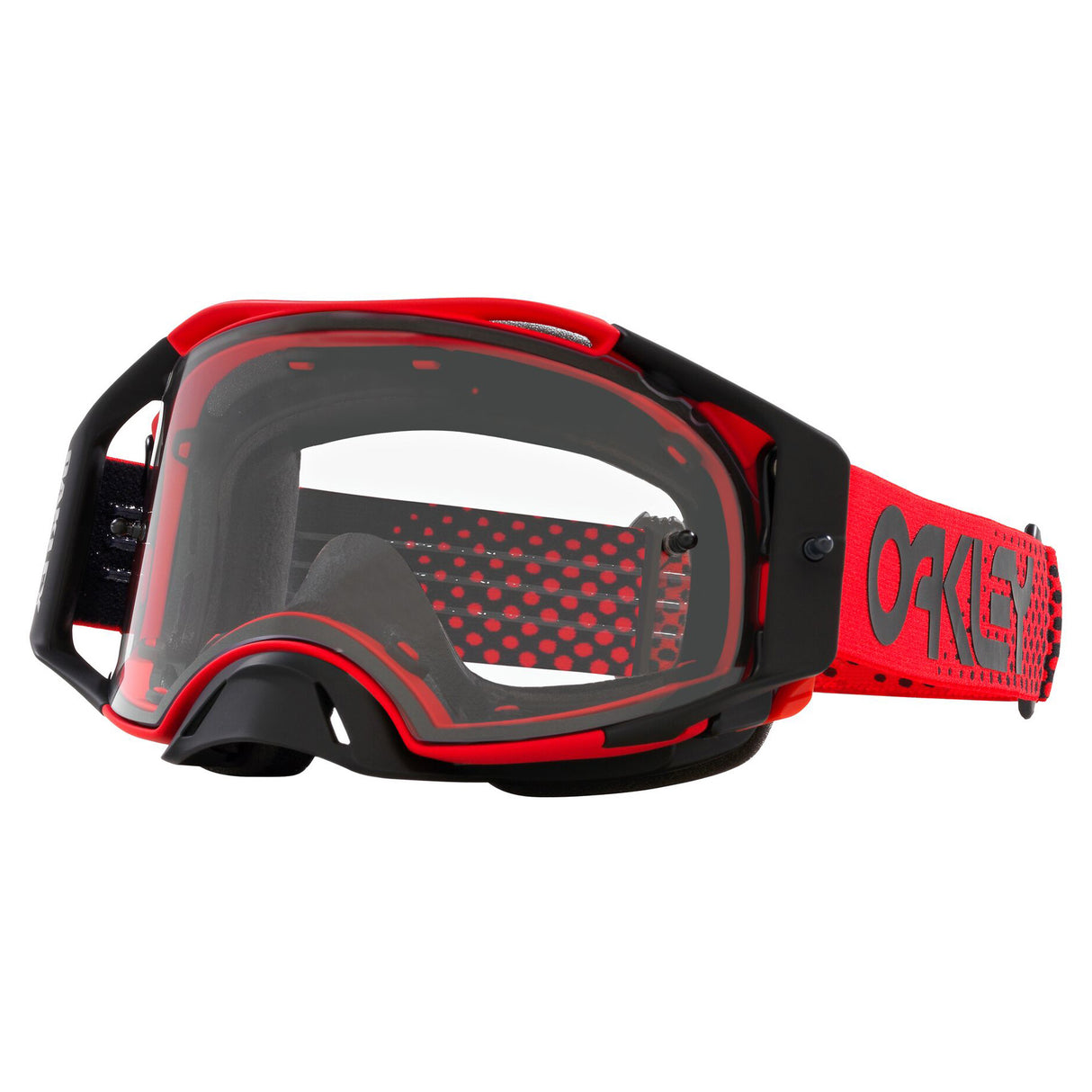Oakley Airbrake MX Goggles w/Moto Red B1B Strap & Clear Lenses