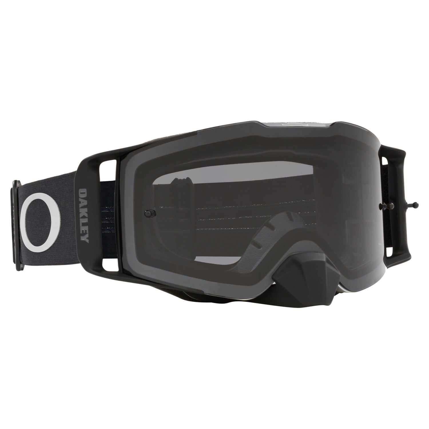 Oakley Front Line MX Goggles w/Tuff Blocks Black Gunmetal Strap & Dark Grey Lenses