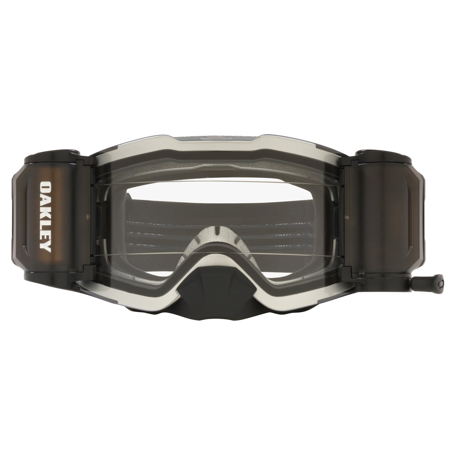 Oakley Front Line MX Goggles w/Tuff Blocks Black Gunmetal Strap & Race Ready Clear Roll-Off Lenses