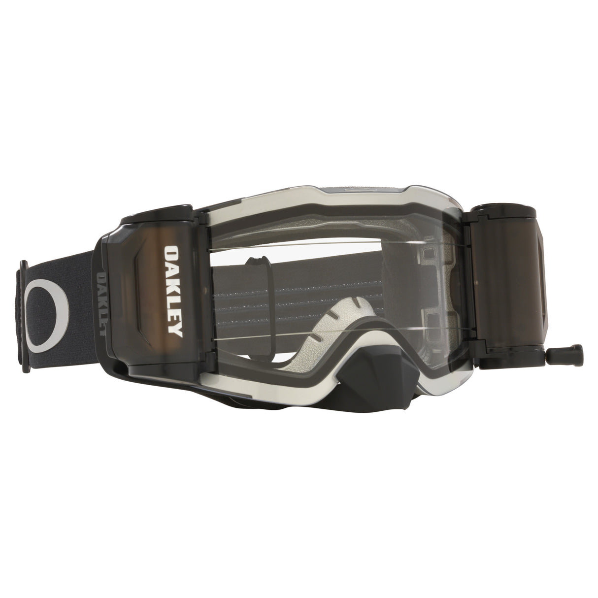 Oakley Front Line MX Goggles w/Tuff Blocks Black Gunmetal Strap & Race Ready Clear Roll-Off Lenses