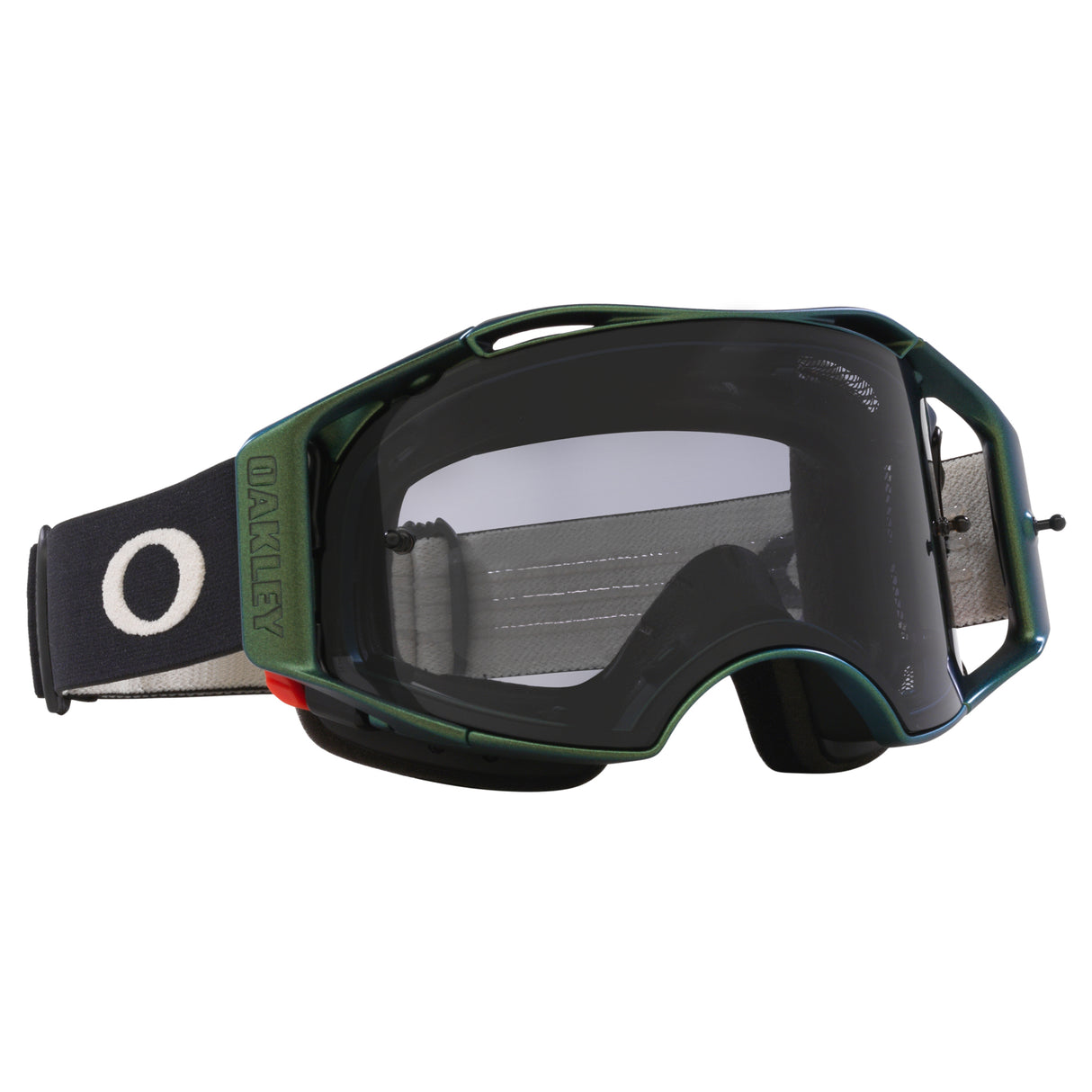 Oakley Airbrake MTB Goggles w/Black Green Colorshift Strap & Light Grey Lenses