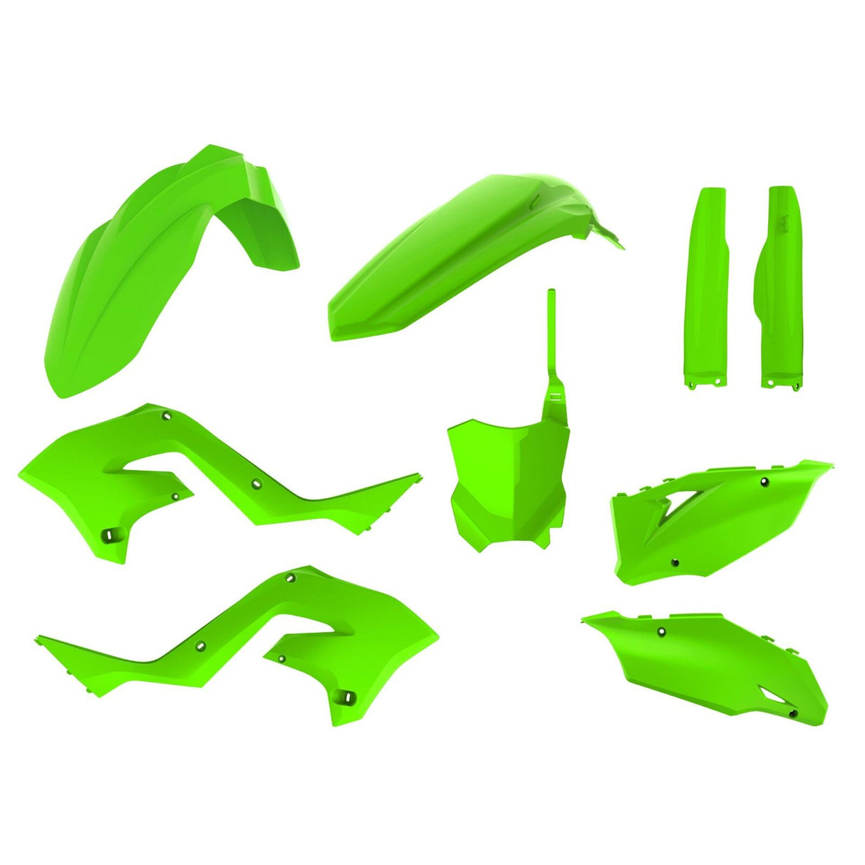 Polisport 75-909-36 Restyle Plastics MX Kit (Inc. Fork Guard Protectors) Lime Green for Kawasaki KX125/250 03-08