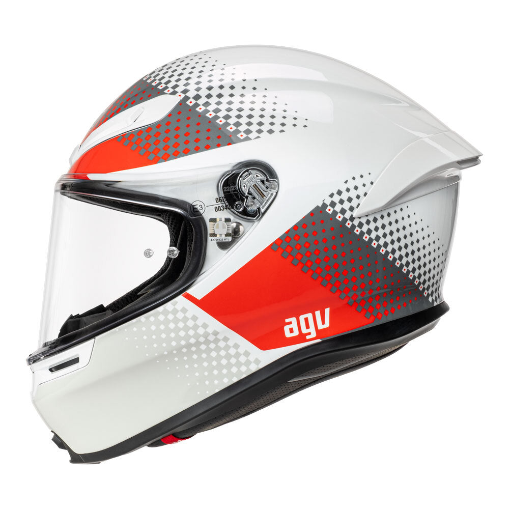 AGV K6 S SMU Fision White/Red/Light Grey Helmet - EasyR