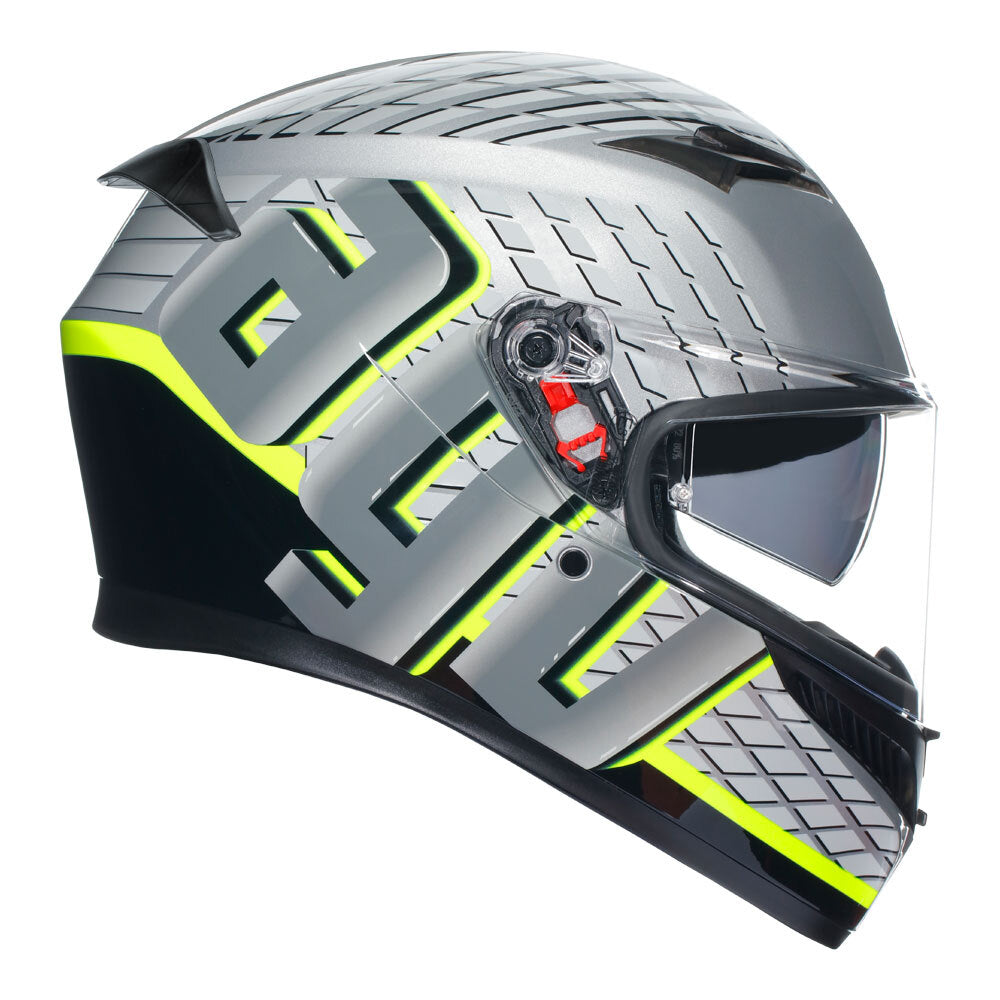 AGV K3 Fortify Grey/Black/Fluro Yellow Helmet - EasyR