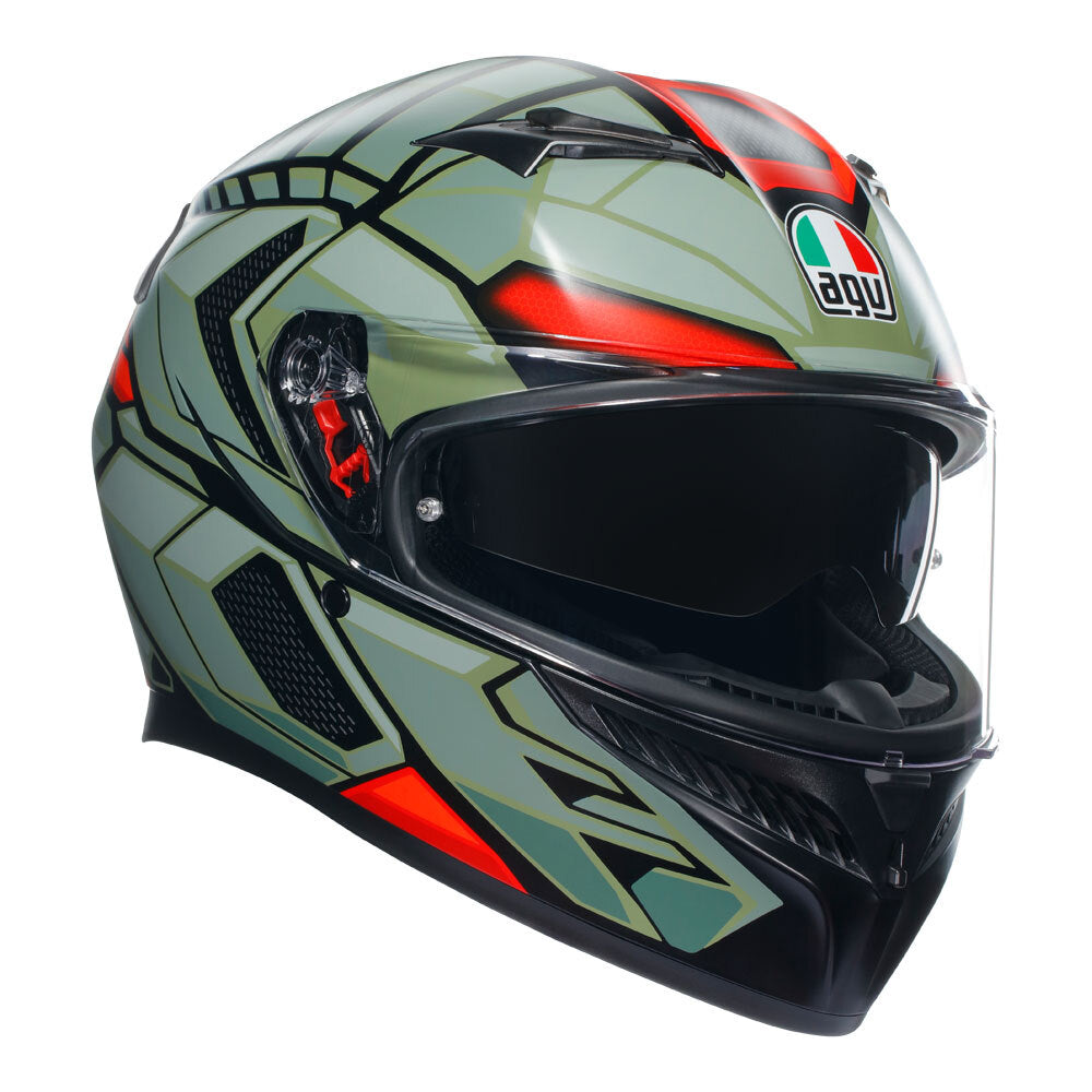 AGV K3 Decept Matte Black/Green/Red Helmet - EasyR