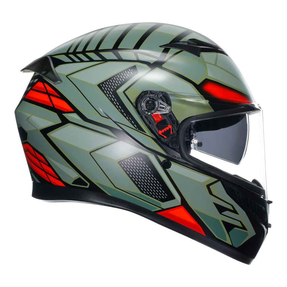 AGV K3 Decept Matte Black/Green/Red Helmet - EasyR