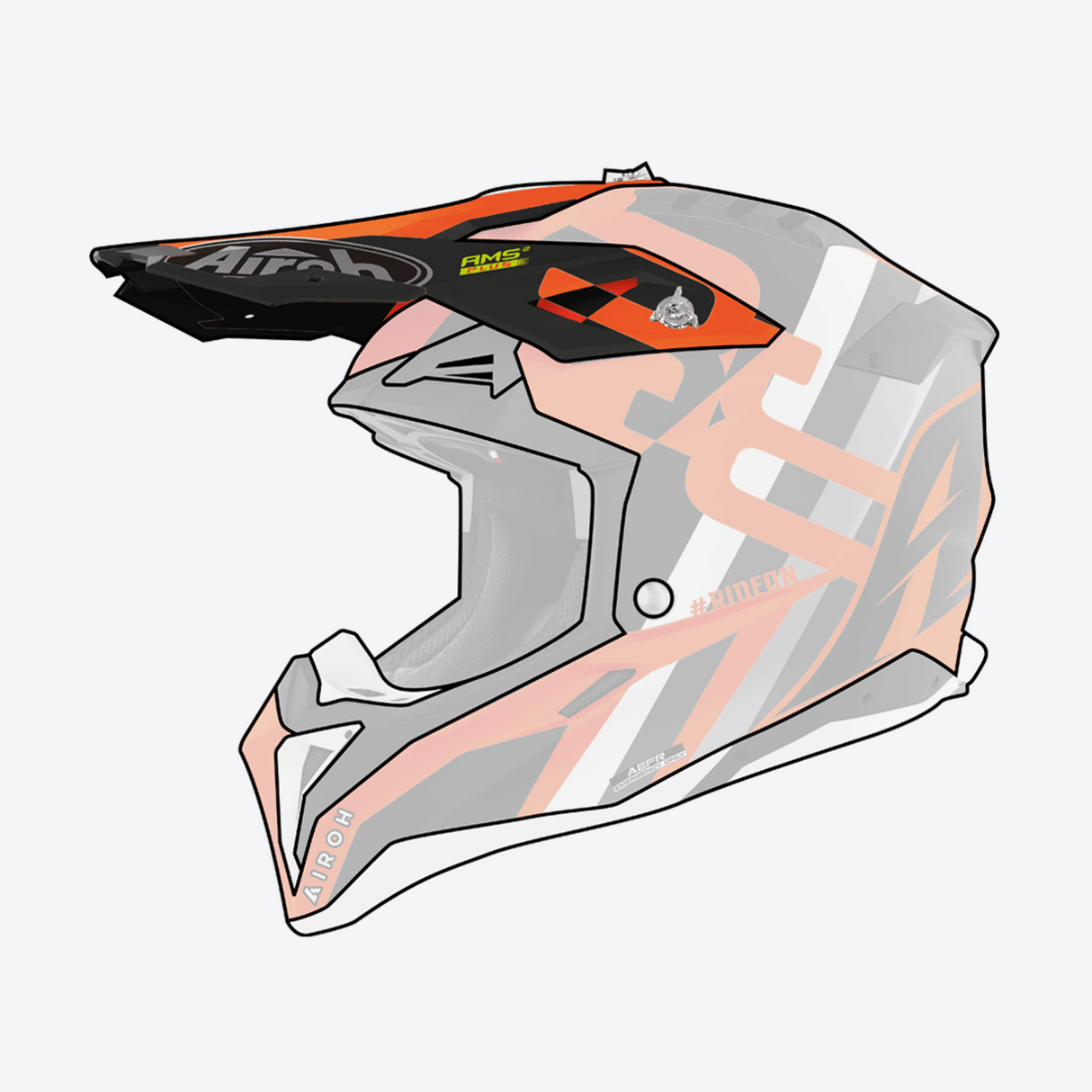 Airoh Replacement Peak for Aviator 3 Rainbow Matte Orange Helmets