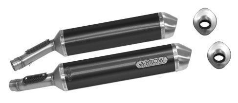 Arrow 71677AON Race-Tech Dark Aluminium Dual Slip-On Mufflers w/Steel End Cap for Aprilia Tuono 1000 R/Factory 06-10/RSV 1000 R/Factory 04-08
