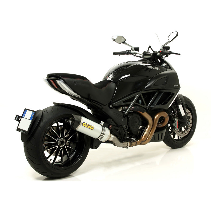 Arrow 71768AK Race-Tech Aluminium Slip-On Muffler w/Carbon End Cap for Ducati Monster 821 14-17/1200 14-15/Multistrada 1200/S 10-14/Diavel 11-16