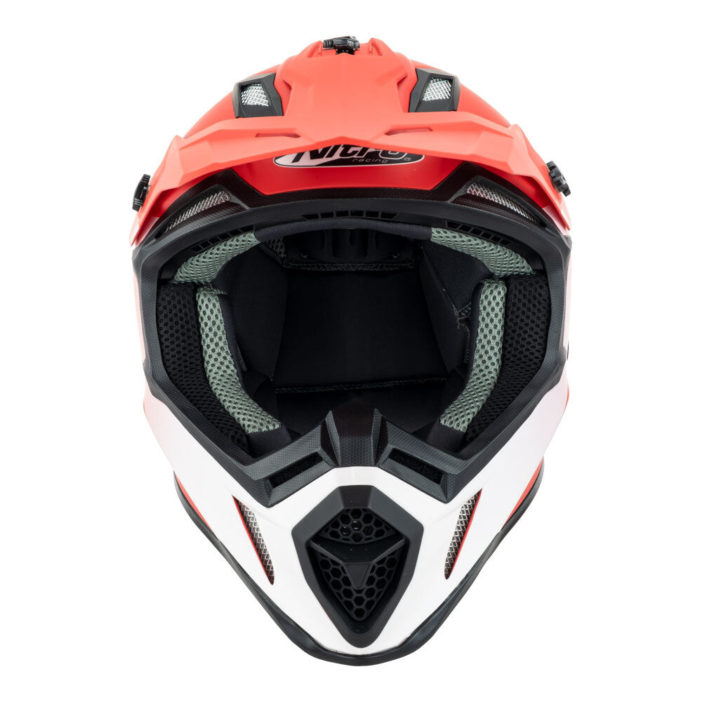 Nitro MX760 Satin Red/White Helmet - EasyR