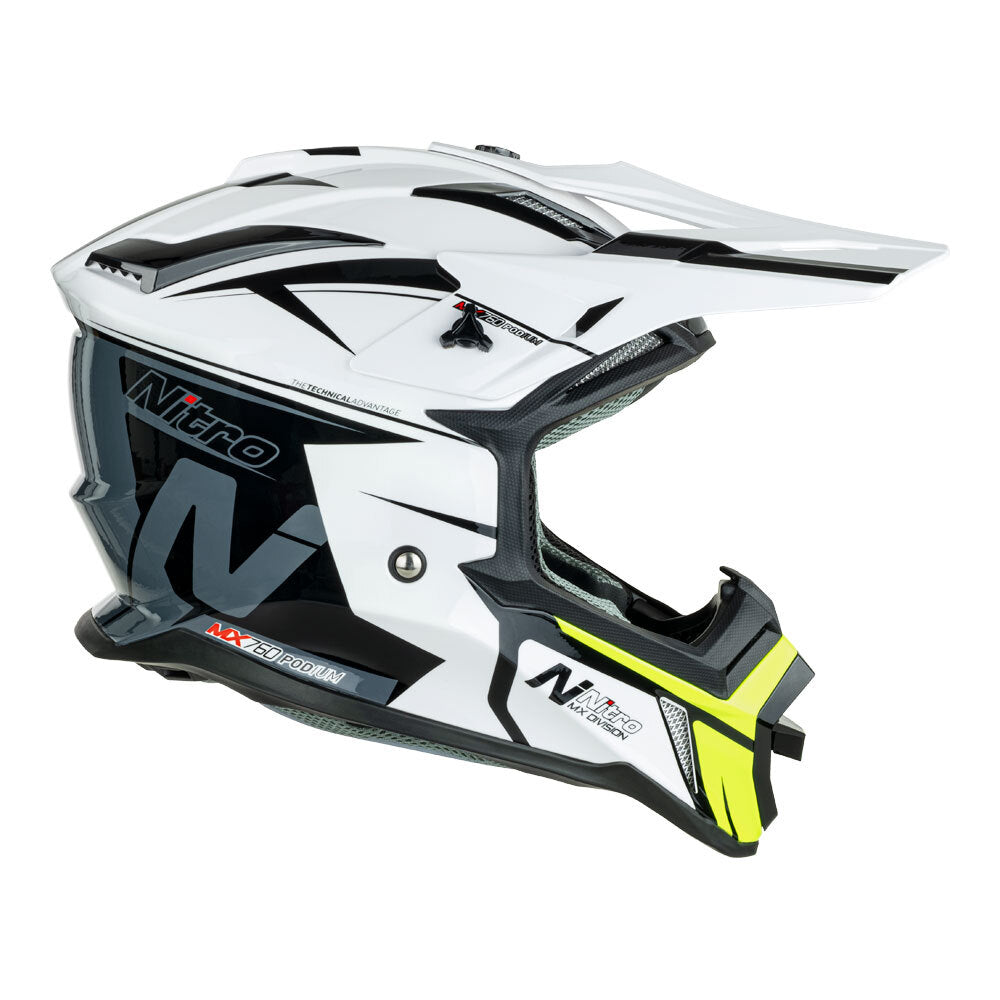 Nitro MX760 White/Grey/Fluro Green Helmet - EasyR