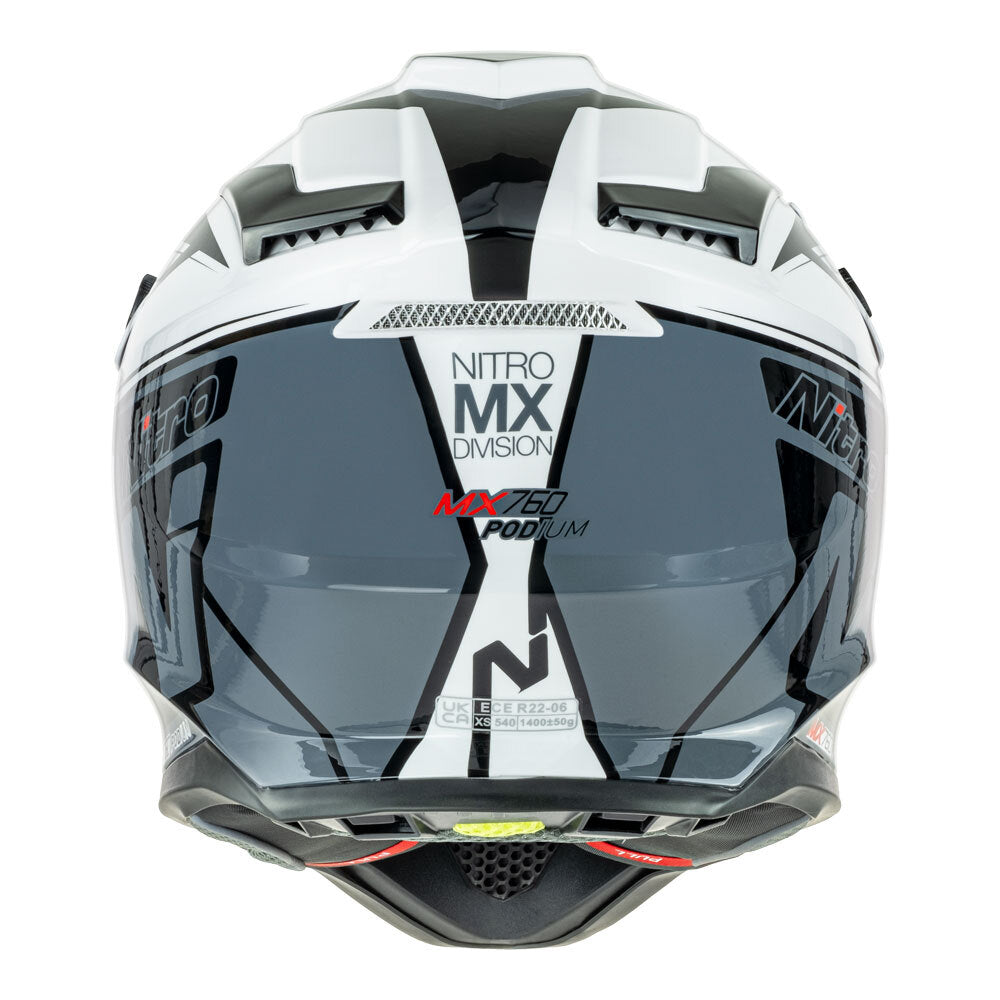 Nitro MX760 White/Grey/Fluro Green Helmet - EasyR