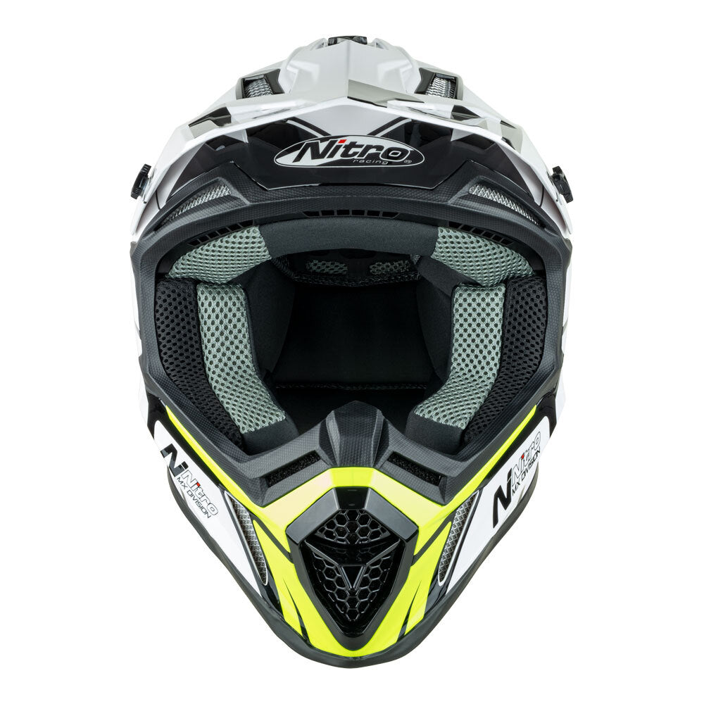 Nitro MX760 White/Grey/Fluro Green Helmet - EasyR