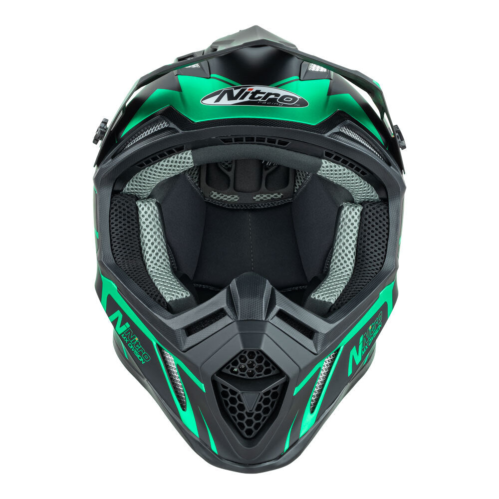 Nitro MX760 Satin Black/Teal Helmet - EasyR