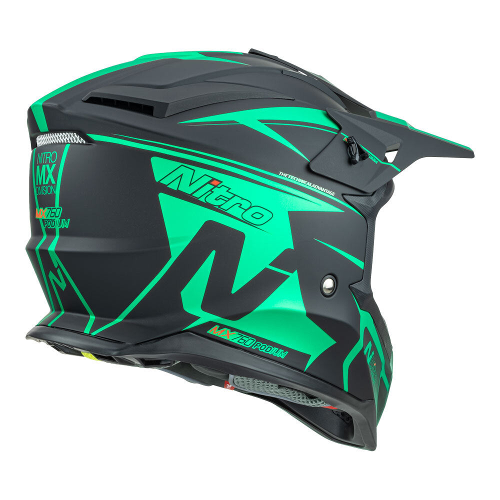 Nitro MX760 Satin Black/Teal Helmet - EasyR