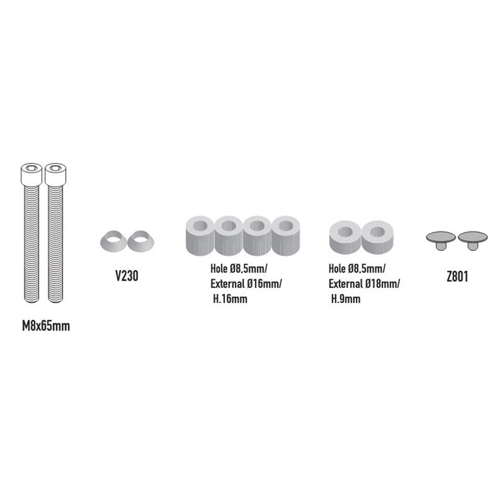 Givi 8719KIT Rear Rack Hardware Kit for Benelli TRK702/TRK702 X 23-25 w/PL8717/PLOS8717CAM & SR8719 Rear Rack