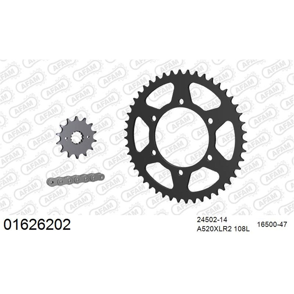 AFAM AF01626202 A520XRR3-G 108L Chain & 14-47T Steel Sprocket Kit for Kawasaki ZZR250 90-03