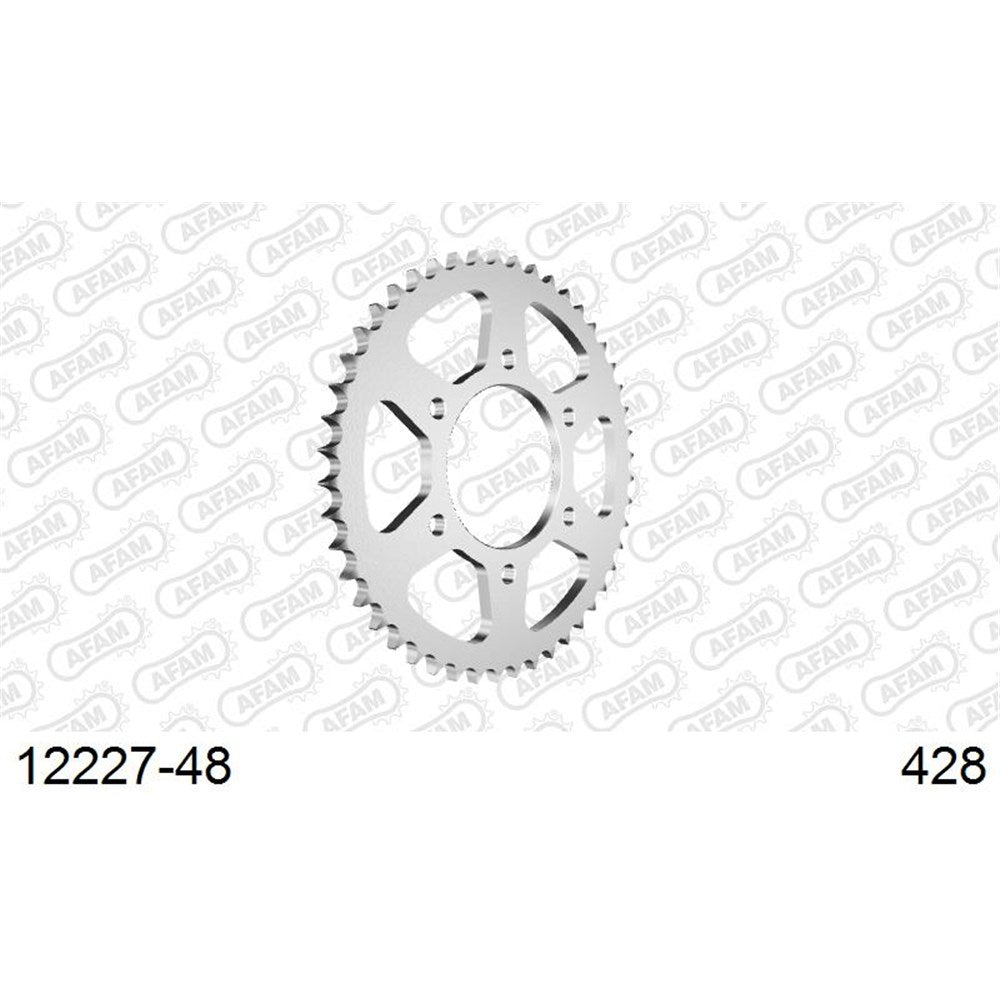 AFAM AF1222748 48T Steel Rear Sprocket (428 Pitch) for Yamaha YZF-R125/MT-125/YS125 Models