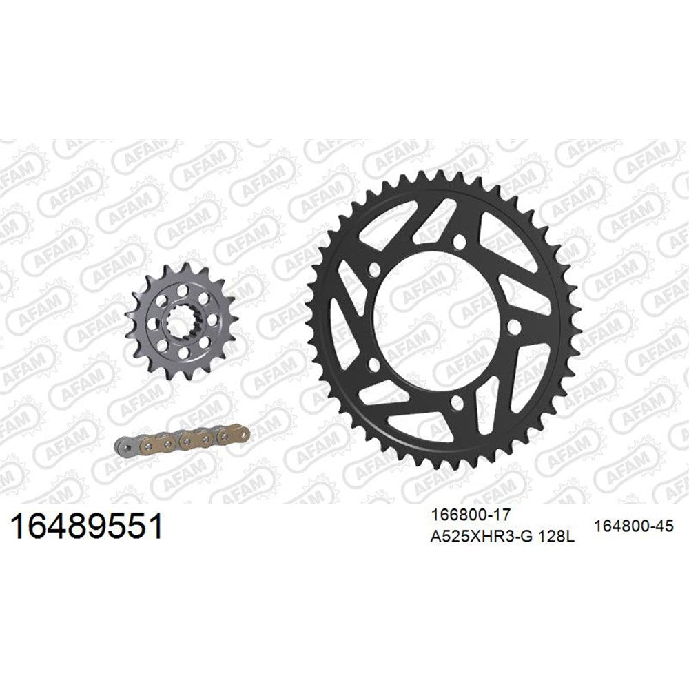 AFAM AF16489551 A525XHR3-G 128L Chain & 17-45T Steel Sprocket Kit for BMW S 1000 XR 15-19