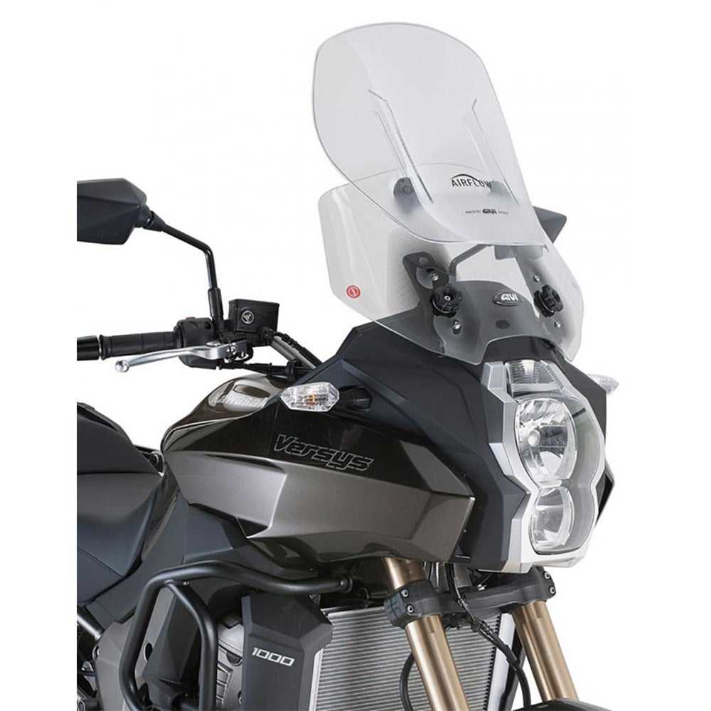 Givi AF4105B Airflow Sliding Clear Windshield (Maximum 52 x 48cm & 12cm travel) for Kawasaki Versys 650 15-21/Versys 1000 12-16
