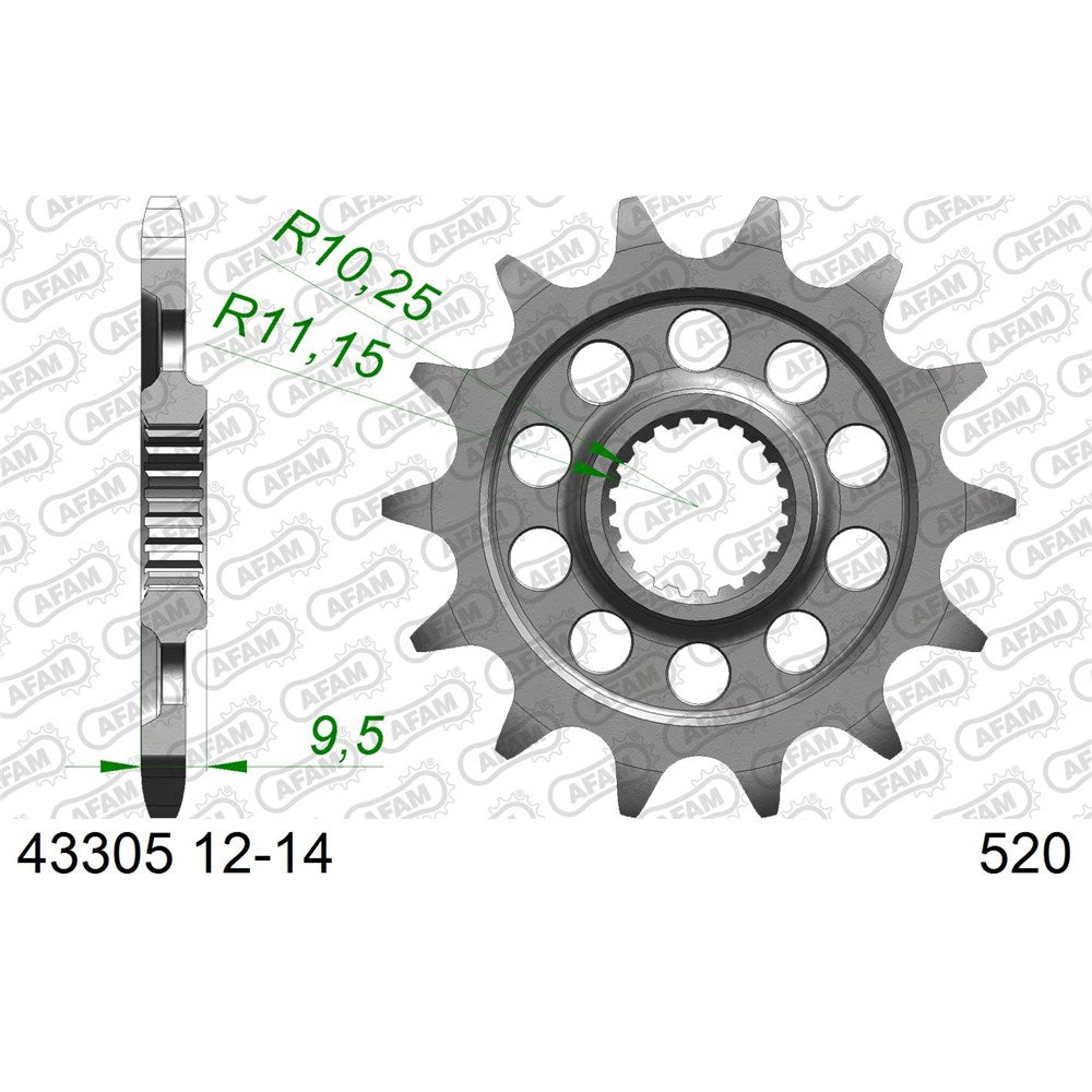 AFAM AF4330513 13T Front Sprocket (520 Pitch) for Sherco SE 125/SE 250/SE 300/SEF 250/SEF 300/SEF 450 Models